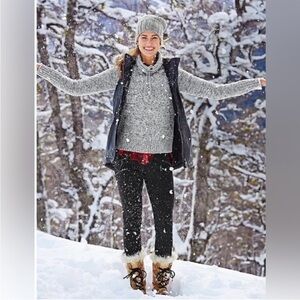 Athleta Traverse City Merino Wool Cowl Neck Sweater Heather Gray Size Medium